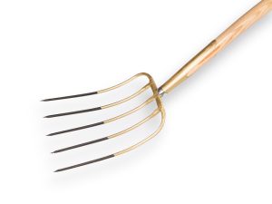 Mestvork 5 tanden BRONS met steel 135 cm